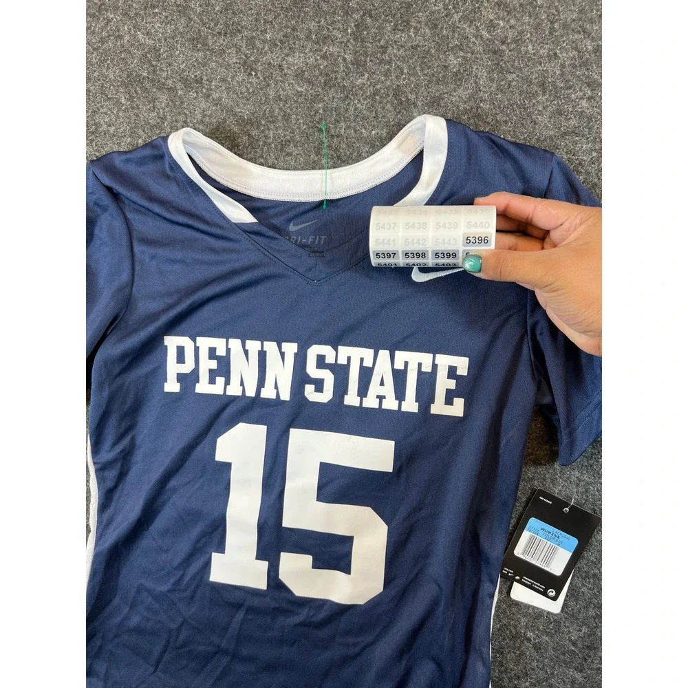 Nike Penn State Jersey Womens M Blue Lacrosse Dri Fit Swoosh NCAA Sample 707104
